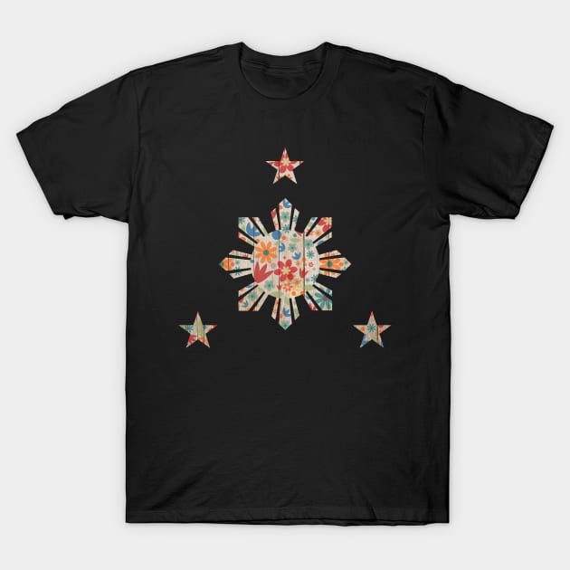 Flower Filipino Flag 3 Star and Sun T-Shirt by Filipino